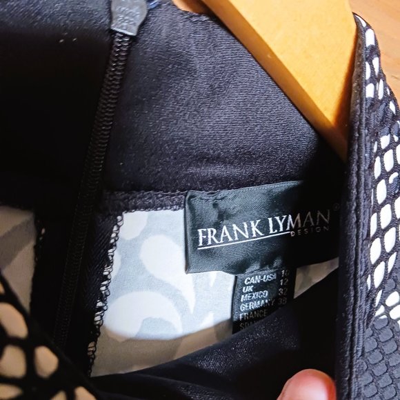 NWOT FRANK LYMAN LUX LACE over textured material back zippered fitted top SZ 10 - Picture 8 of 9